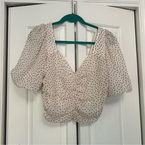MANGO polka dot cropped blouse